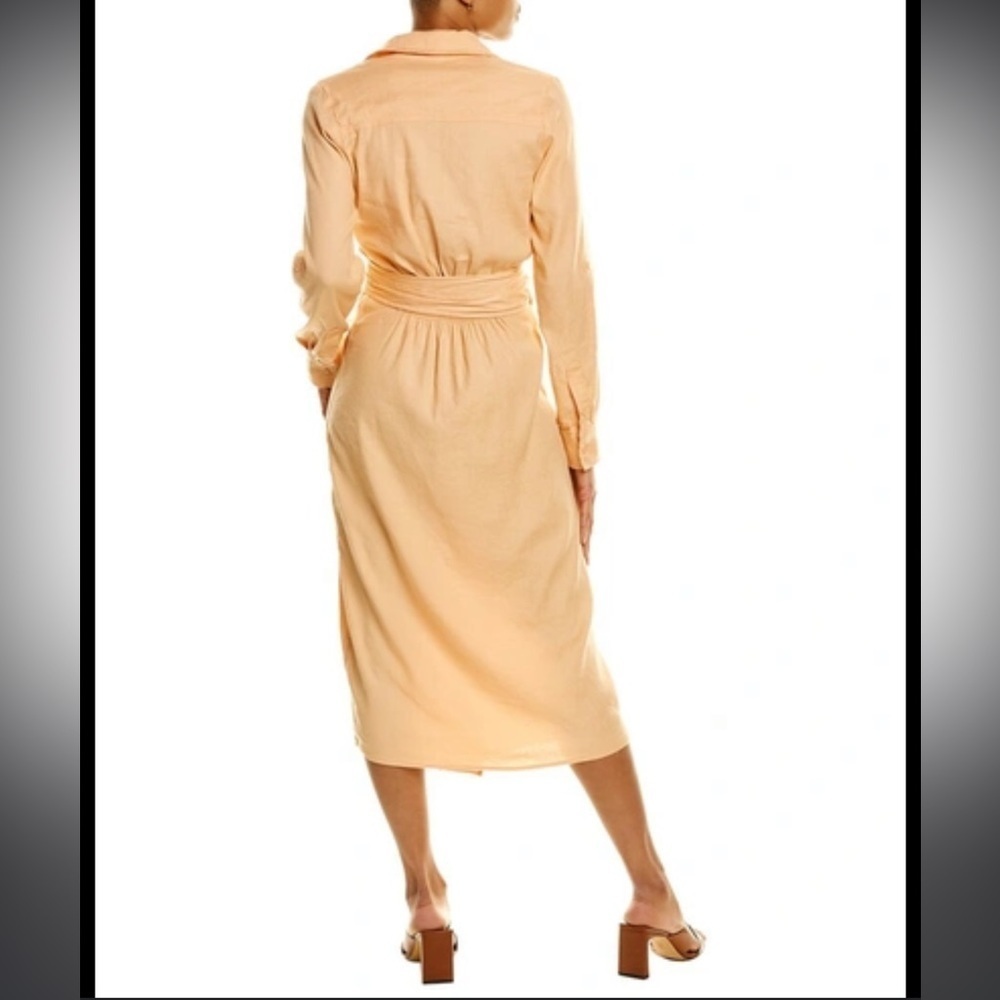 NWT Monrow Linen Tie Midi Dress Desert Mist - Picture 7 of 10